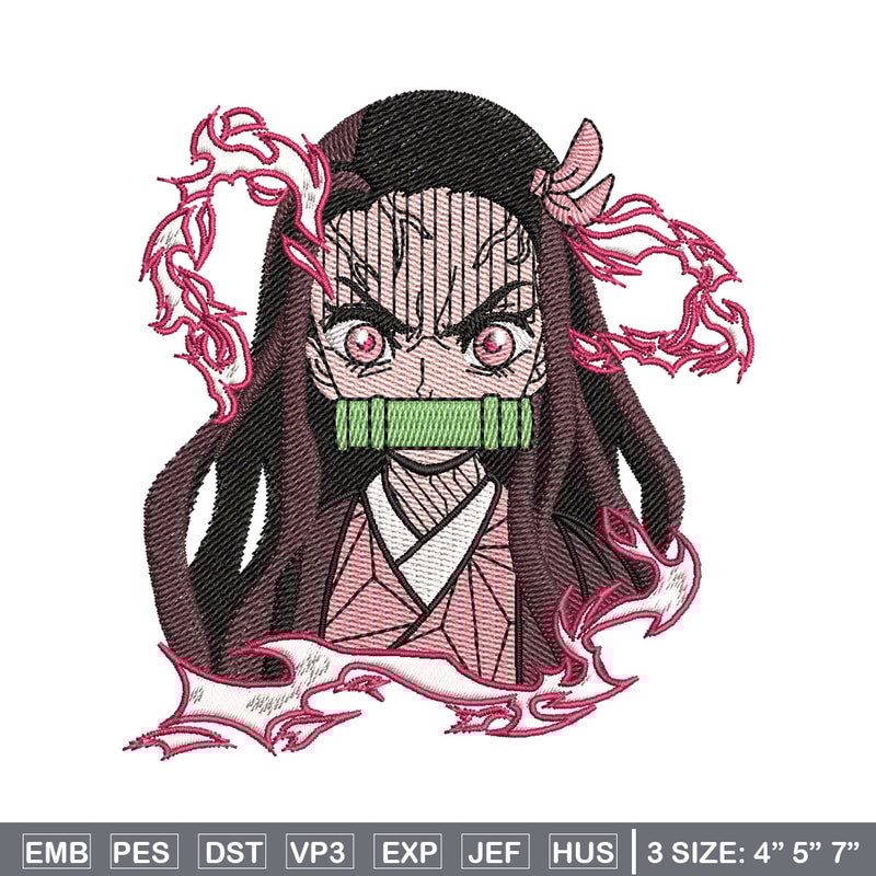 Nezuko angry embroidery design, Neuzko embroidery, Anime design, Embroidery shirt, Embroidery file, Digital download.jpg
