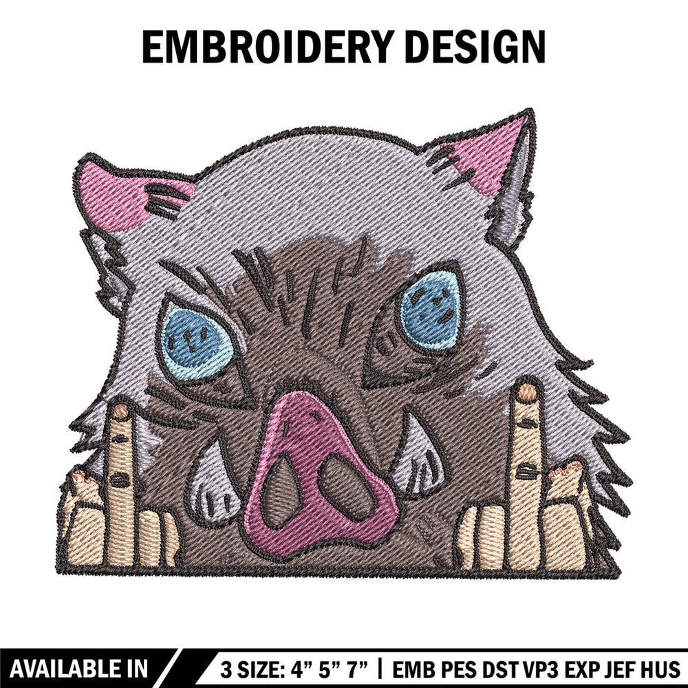 Inosuke boar embroidery design, Inosuke embroidery, Anime design, Embroidery shirt, Embroidery file,Digital download.jpg