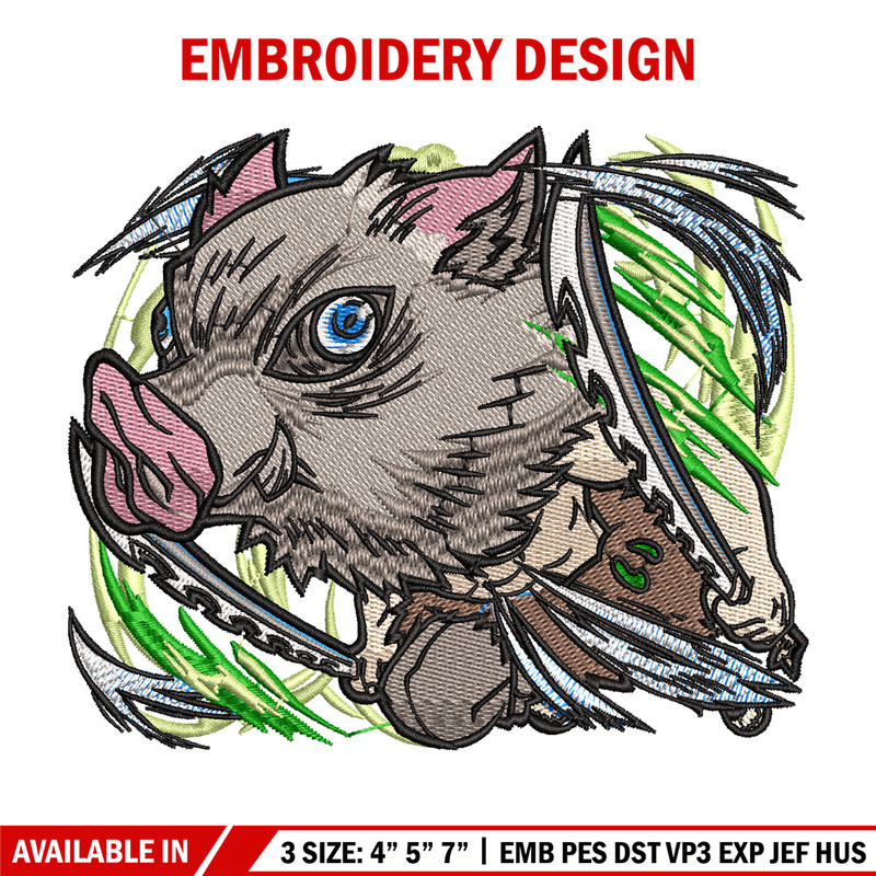 Inosuke embroidery design, Kimetsu no Yaiba embroidery, embroidery file, anime design, anime shirt, Digital download.jpg