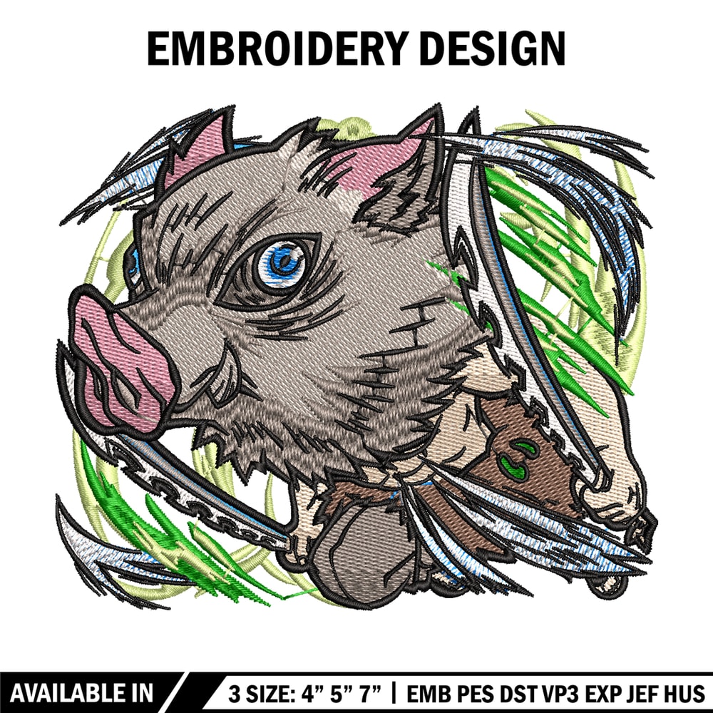 Inosuke embroidery design, Kimetsu no Yaiba embroidery, embroidery file, anime design, anime shirt, Digital download.jpg