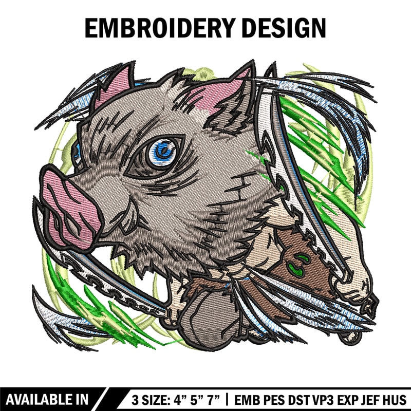 Inosuke embroidery design, Kimetsu no Yaiba embroidery, embroidery file, anime design, anime shirt, Digital download.jpg
