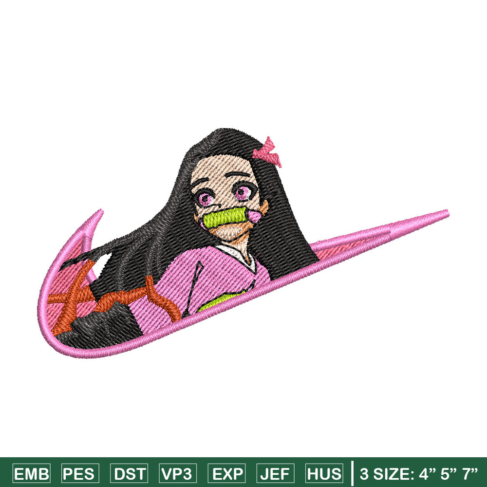 Nezuko cute nike embroidery design, Neuzko embroidery, Anime design, Embroidery shirt, Embroidery file, Digital download.jpg