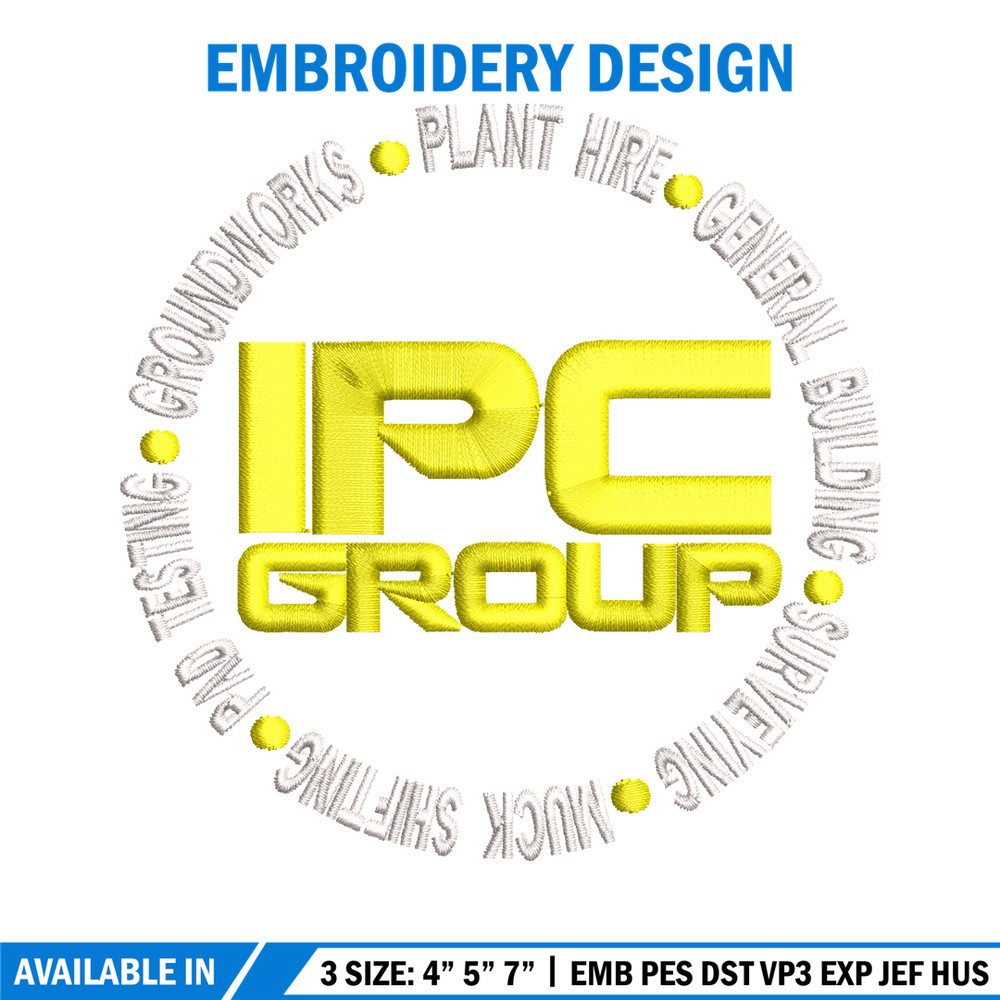 IPC Group logo embroidery design, IPC Group embroidery, logo design, logo shirt, Embroidery file, Instant download.jpg