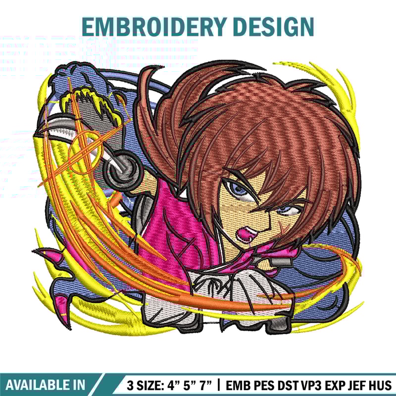 Himura Kenshin embroidery design, Himura Kenshin embroidery, Logo design, anime design, anime shirt, Digital download.jpg