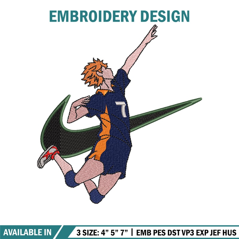Hinata x nike embroidery design, Haikyuu embroidery, Nike design, Embroidery shirt, Embroidery file, Digital download.jpg