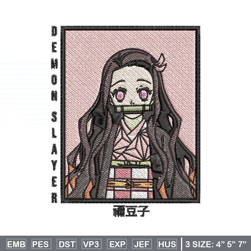 Nezuko embroidery design, Nezuko embroidery, Embroidery shirt, Embroidery file, Anime design, Digital download.jpg
