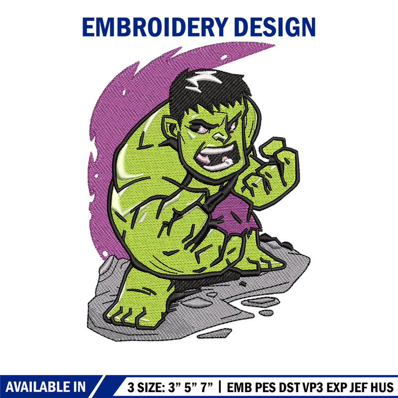 Hulk chibi embroidery design, Hulk chibi embroidery, movie design, Embroidery file, movie shirt, Digital download..jpg