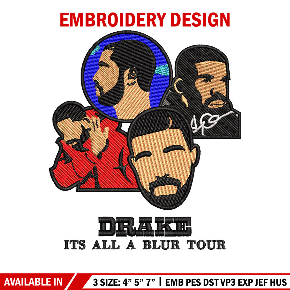 Its a blur tour embroidery design, Drake embroidery, Embroidery file, Embroidery shirt, Emb design, Digital download.jpg