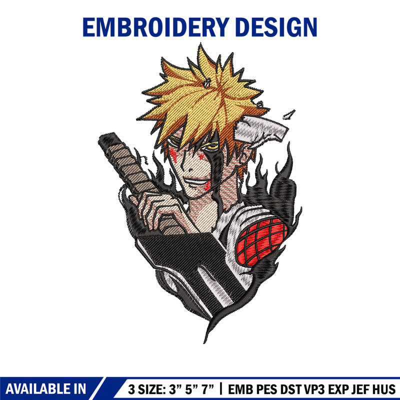 Ichigo kurosaki embroidery design, Bleach embroidery, embroidery file, anime design, anime shirt, Digital download.jpg