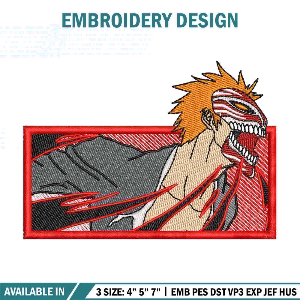 Ichigo red embroidery design, Bleach embroidery, Anime design, Embroidery shirt, Embroidery file, Digital download.jpg