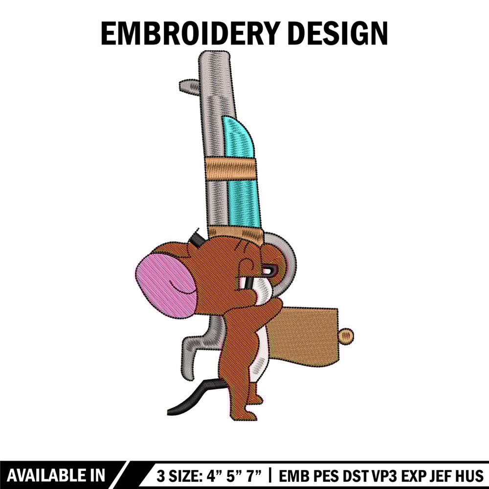 Jerry gun embroidery design, Cartoon embroidery, Embroidery file, Embroidery shirt, Emb design, Digital download.jpg