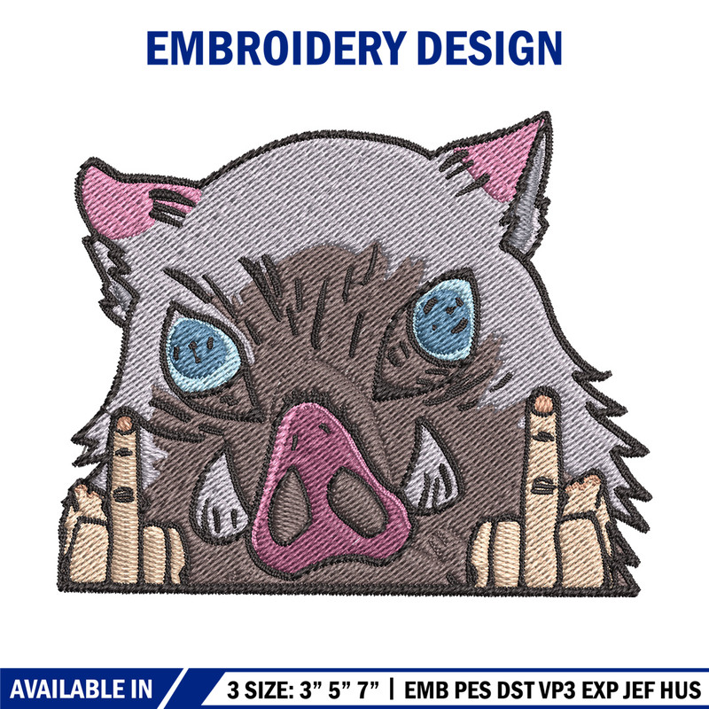 Inosuke boar embroidery design, Inosuke embroidery, Anime design, Embroidery shirt, Embroidery file,Digital download.jpg