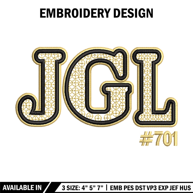 JGL logo embroidery design, JGL logo embroidery, logo design, logo shirt, Embroidery file, Instant download.jpg