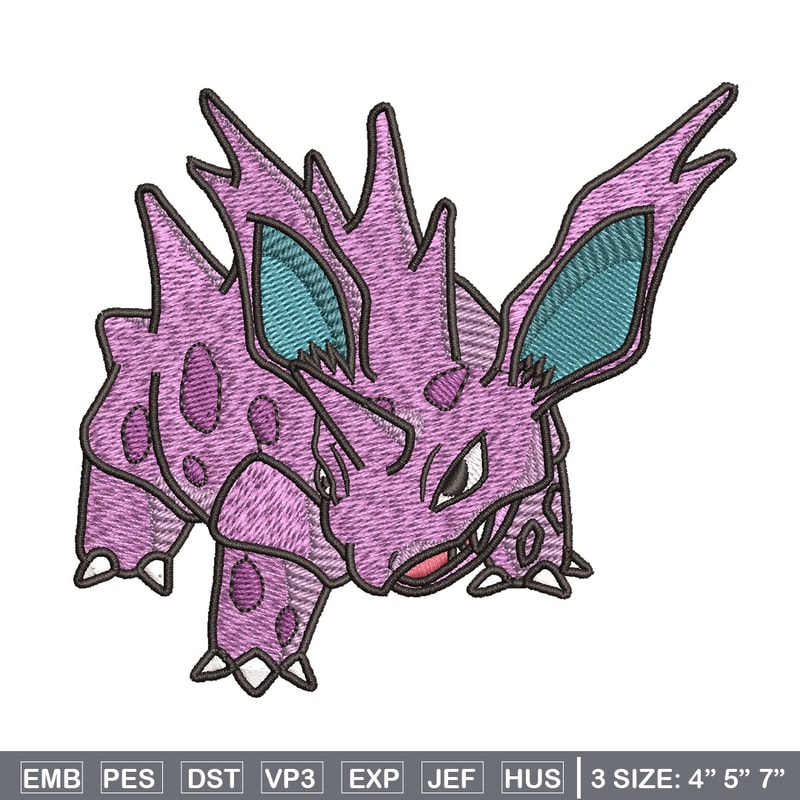 Nidorino embroidery design, Pokemon embroidery, Anime design, Embroidery shirt, Embroidery file, Digital download.jpg