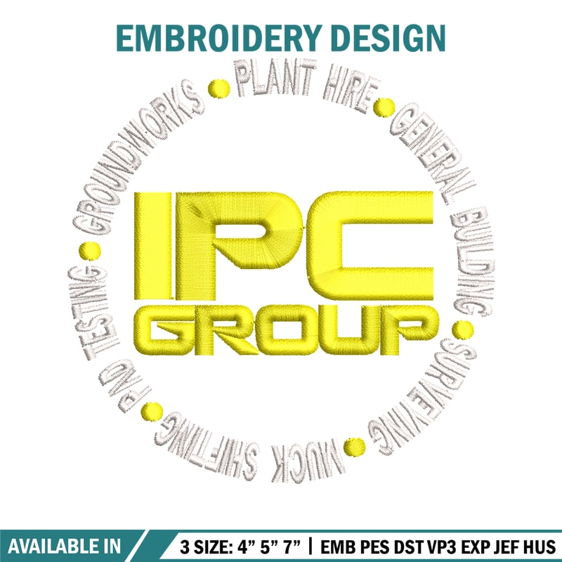 IPC Group logo embroidery design, IPC Group embroidery, logo design, logo shirt, Embroidery file, Instant download.jpg