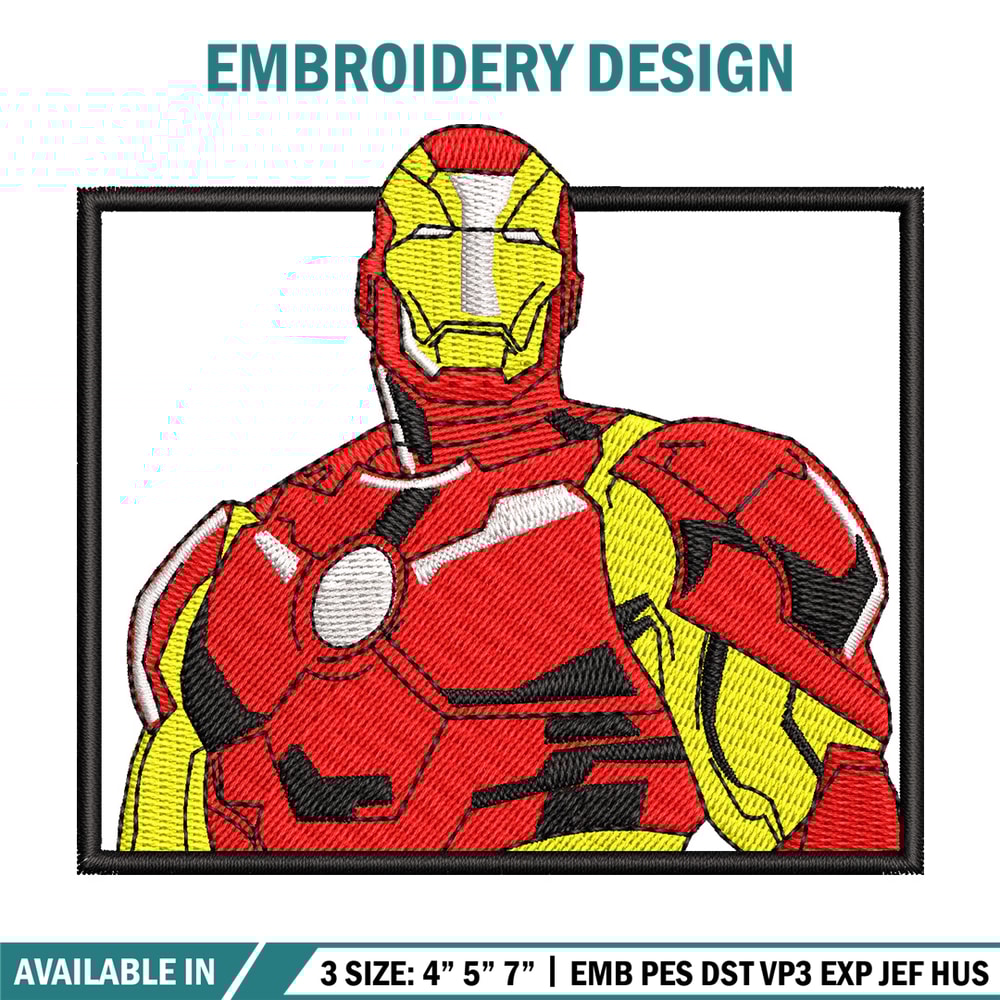 Iron man embroidery design, Marvel embroidery, Anime design, Embroidery shirt, Embroidery file,Digital download.jpg