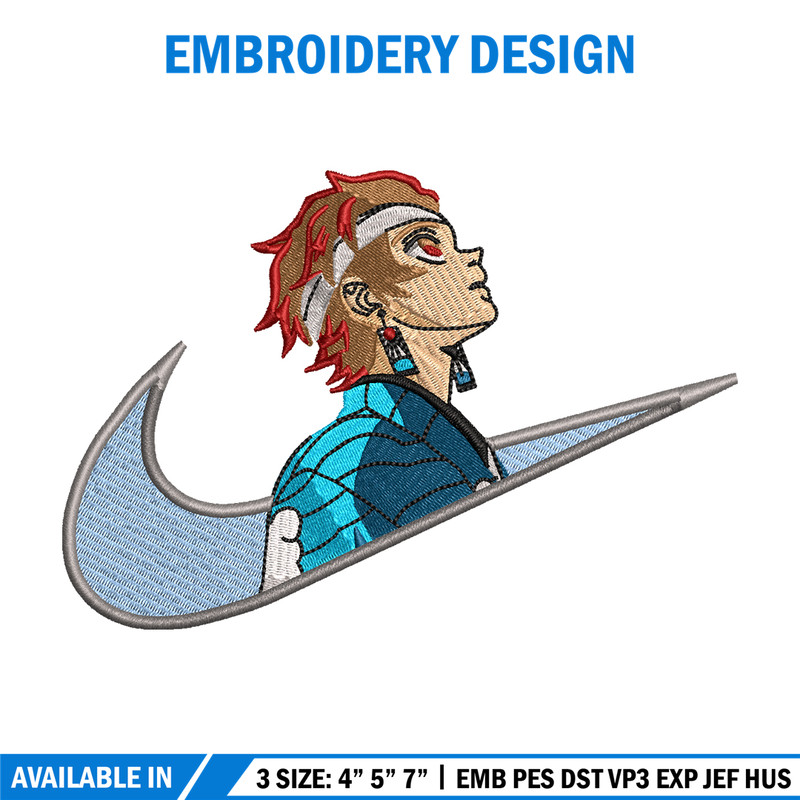 Kamado Tanjiro Nike embroidery design, Kimetsu no Yaiba embroidery, Nike design, anime design, Digital download.jpg