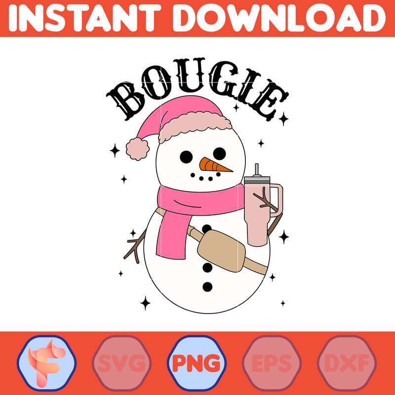 Boojee Snowman Bougie Snowman Stanley Tumbler Belt Bag Inspired PNG Sublimation Design Download DTF Print Sticker Tumbler Boojee Holiday.jpg