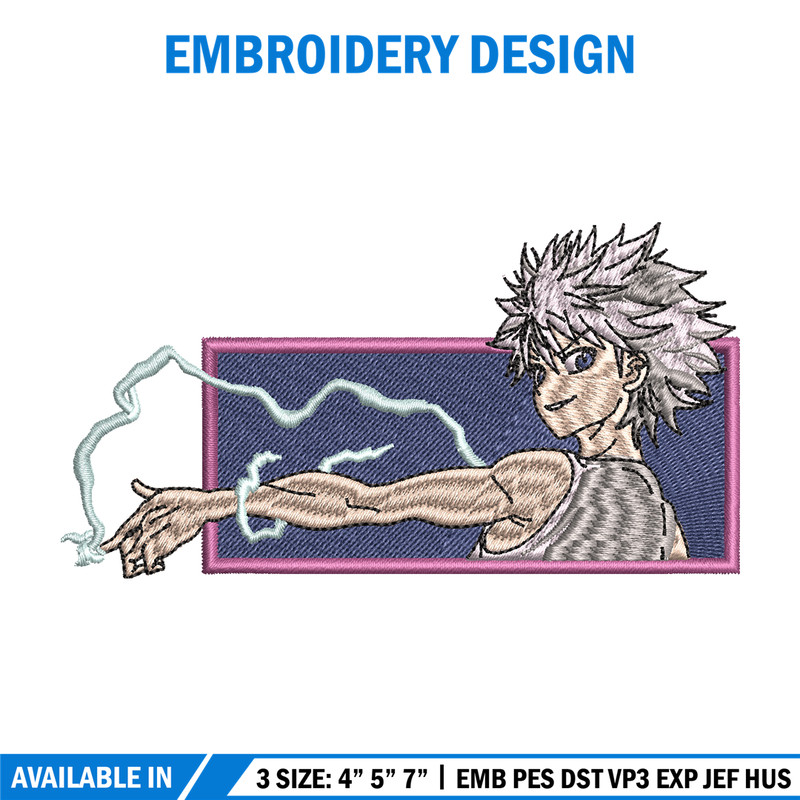 Killua lightning embroidery design, hunter x hunterr embroidery, embroidery file, anime design, Digital download.jpg