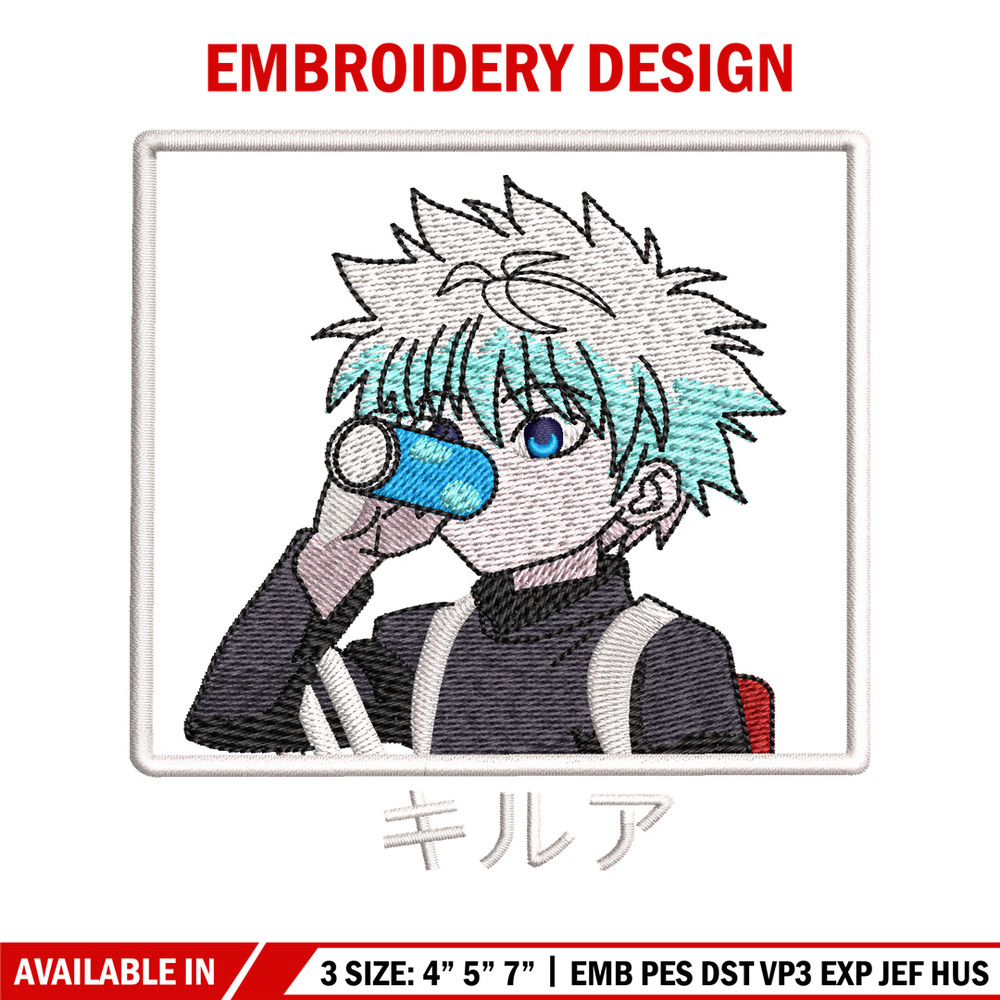 Killua embroidery design, hunter x hunter embroidery, anime design, logo design, anime shirt, Digital download..jpg