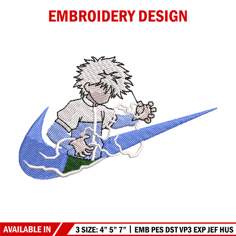 Killua zoldyck embroidery design, hunter x hunter embroidery, Logo design, anime design, anime shirt, Digital download.jpg