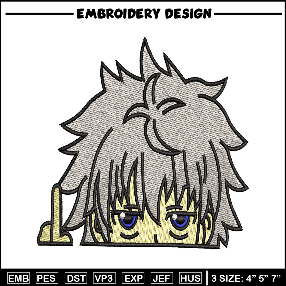 Killua bored embroidery design, hunter x hunter embroidery, embroidery file, logo design, logo shirt, Digital download..jpg