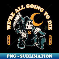 Vintage Distressed Cartoon Skeleton - Goth Grim Reaper - PNG Sublimation Digital Download