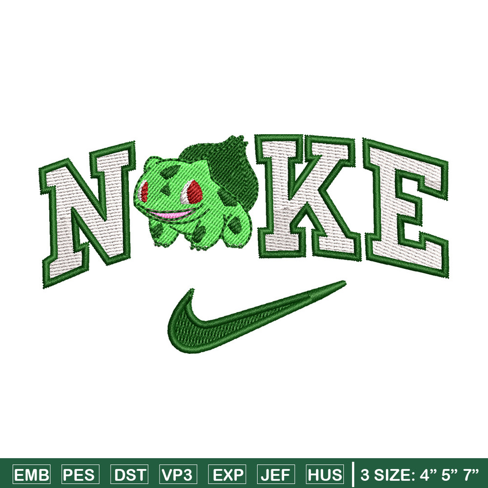 Nike bulbasaur embroidery design, Pokemon embroidery, Nike design, Embroidery shirt, Embroidery file,Digital download.jpg