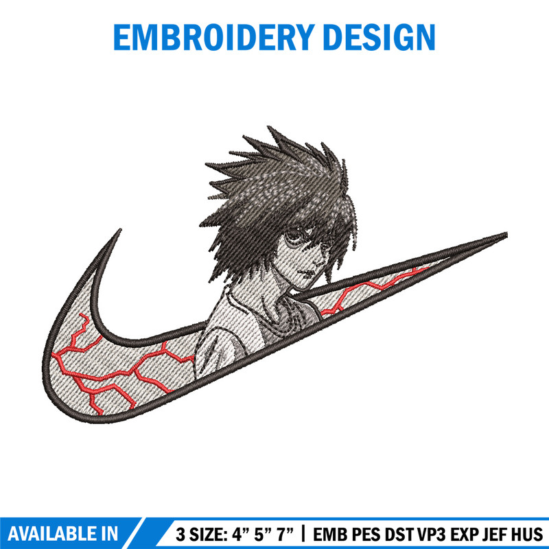 L x nike embroidery design, Death note embroidery, Nike design, Embroidery shirt, Embroidery file, Digital download.jpg