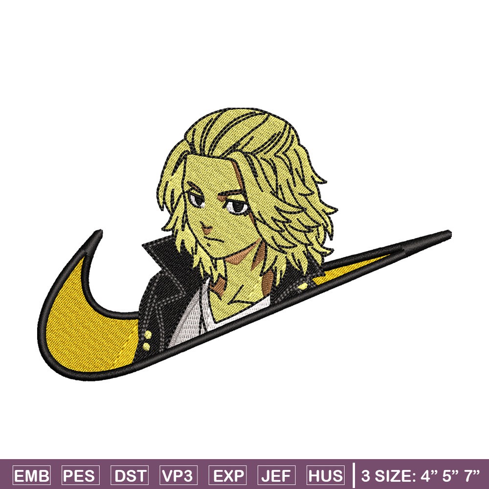 Swoosh Mikey embroidery design, Tokyo Revengers embroidery, Nike design, anime design, anime shirt, Digital download.jpg
