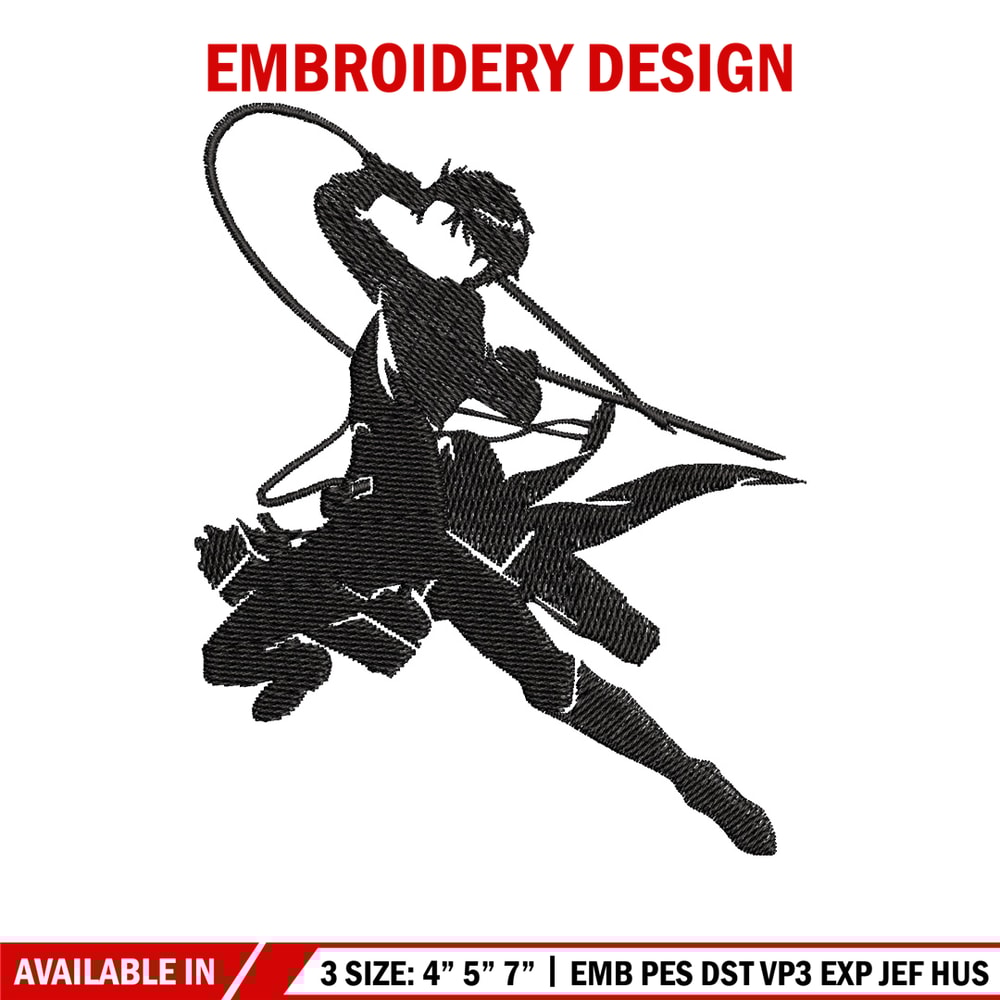 Levi black embroidery design, Aot embroidery, Anime design, Embroidery shirt, Embroidery file, Digital download.jpg