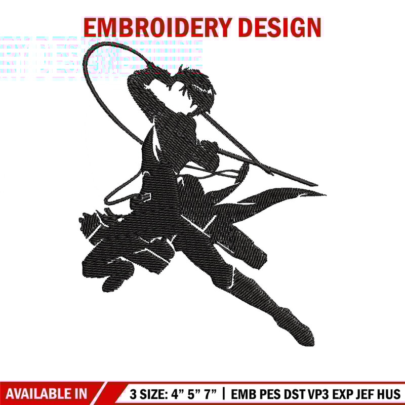 Levi black embroidery design, Aot embroidery, Anime design, Embroidery shirt, Embroidery file, Digital download.jpg