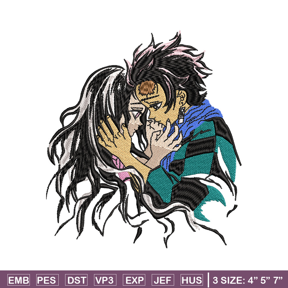 Tanjiro and Nezuko kamado embroidery design, Kimetsu no Yaiba embroidery, anime design, anime shirt, Digital download.jpg