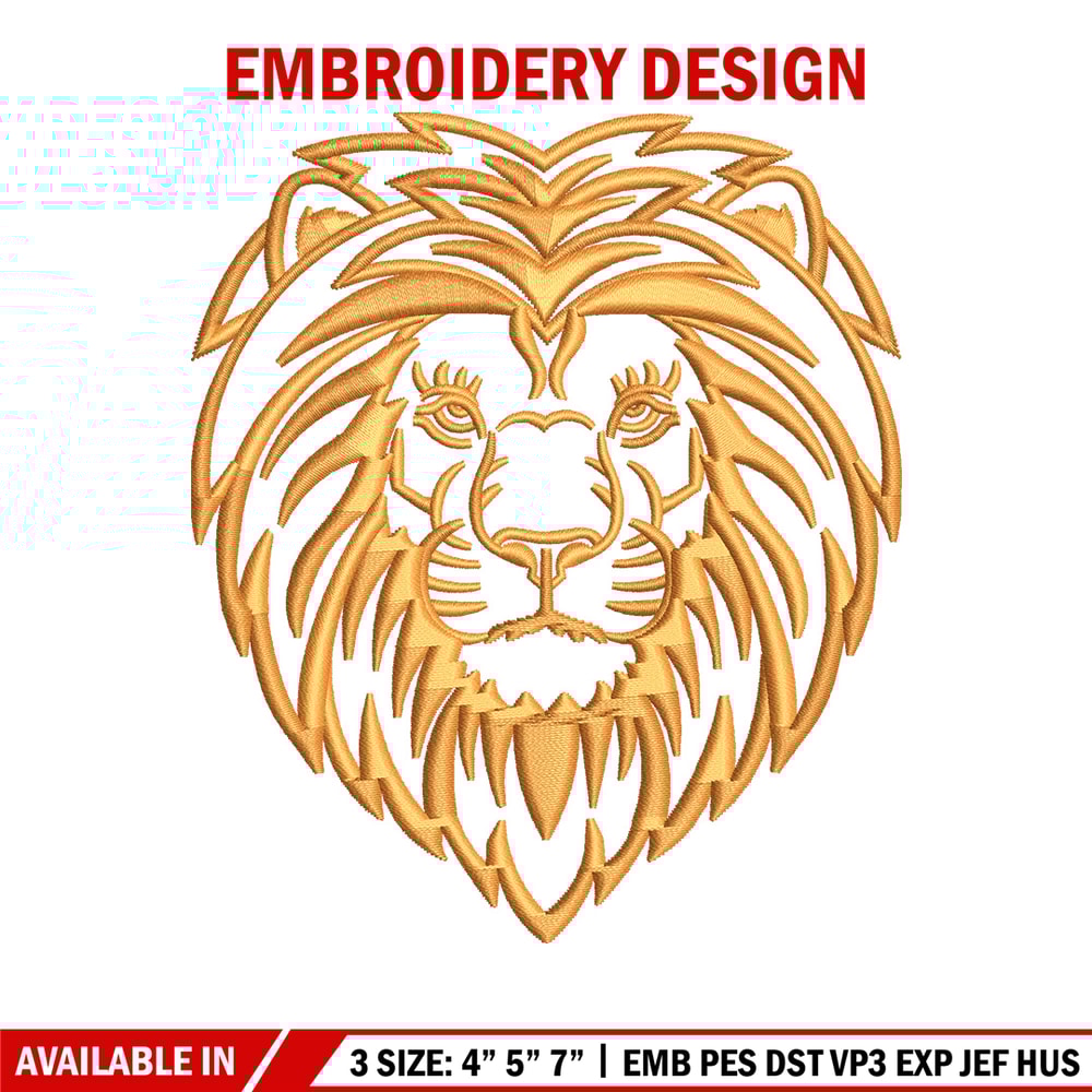 Lion face embroidery design, Lion embroidery, Embroidery file, Embroidery shirt, Emb design, Digital download.jpg