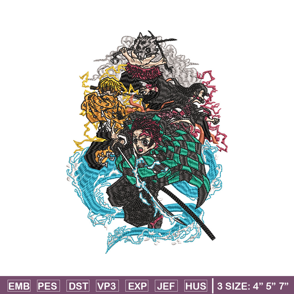 Tanjiro friends embroidery design, Kimetsu no Yaiba embroidery, logo design, anime design, anime shirt, Digital download.jpg