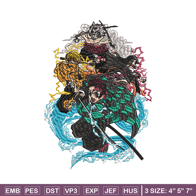 Tanjiro friends embroidery design, Kimetsu no Yaiba embroidery, logo design, anime design, anime shirt, Digital download.jpg