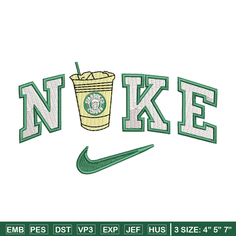 Nike coffee embroidery design, Starbuck embroidery, Nike design, Embroidery shirt, Embroidery file,Digital download.jpg