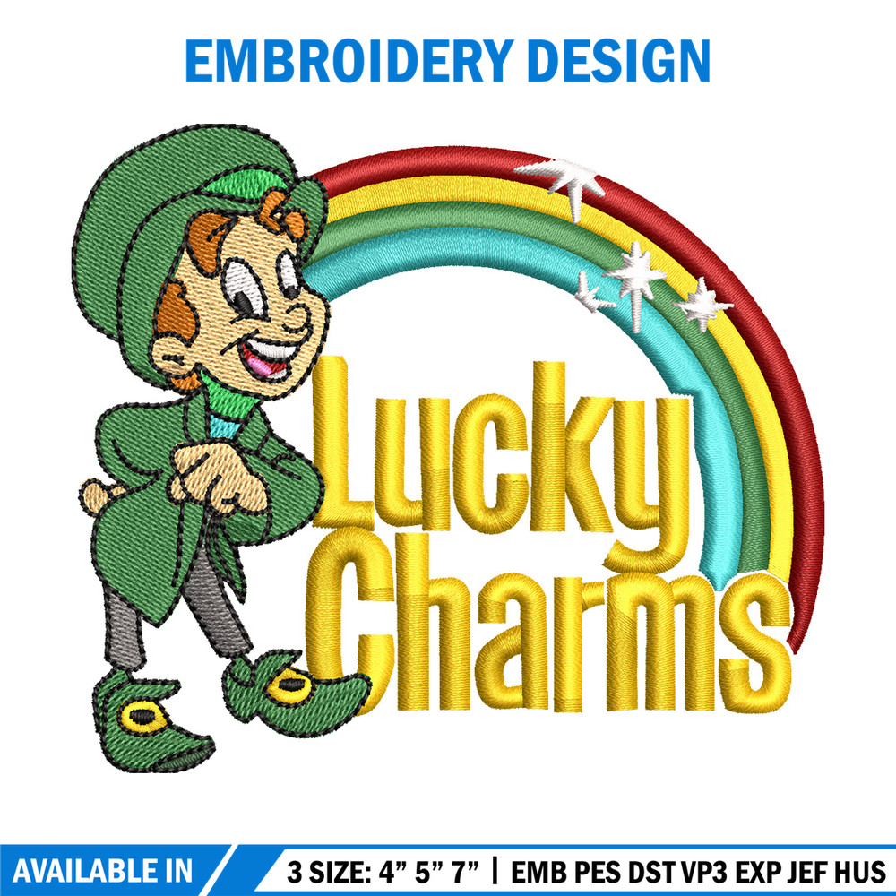 Lucky charms embroidery design, Lucky embroidery, Embroidery file, Embroidery shirt, Emb design,Digital download.jpg
