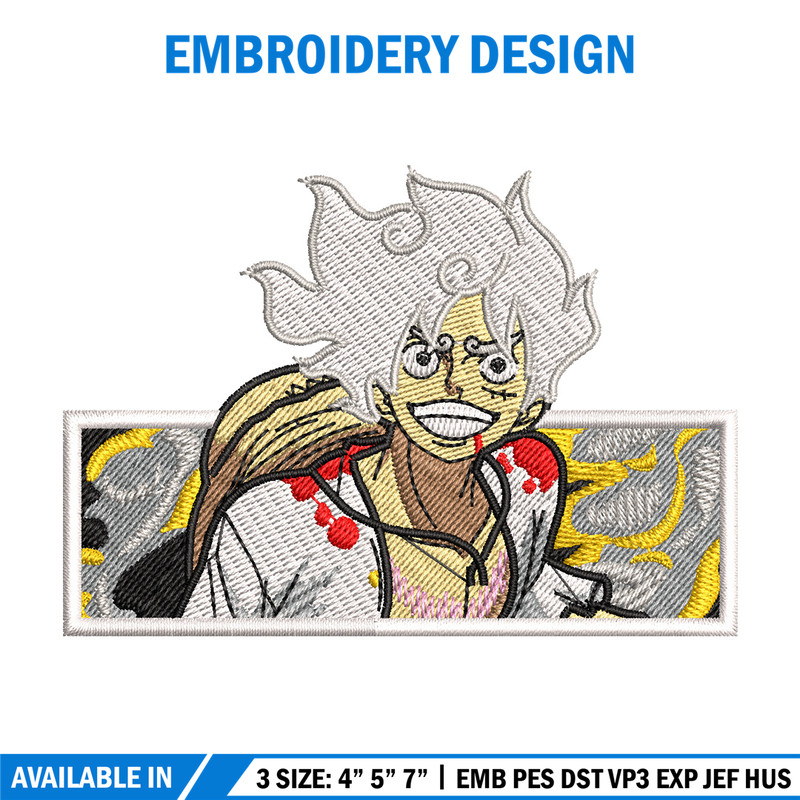 Luffy 5 embroidery design, One piece embroidery, Anime design, Embroidery shirt, Embroidery file, Digital download.jpg