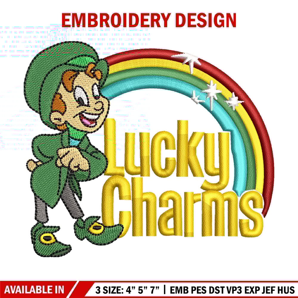 Lucky charms embroidery design, Lucky embroidery, Embroidery file, Embroidery shirt, Emb design,Digital download.jpg
