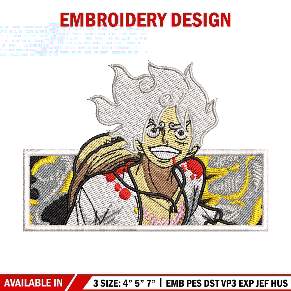 Luffy 5 embroidery design, One piece embroidery, Anime design, Embroidery shirt, Embroidery file, Digital download.jpg