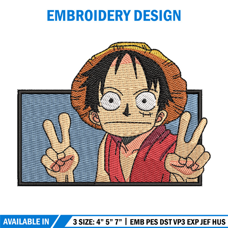 Luffy funny embroidery design, One piece embroidery, Anime design, Embroidery shirt, Embroidery file, Digital download.jpg