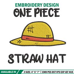 Luffy hat embroidery design, One piece embroidery, Anime design, Embroidery file, Embroidery shirt, Digital download
