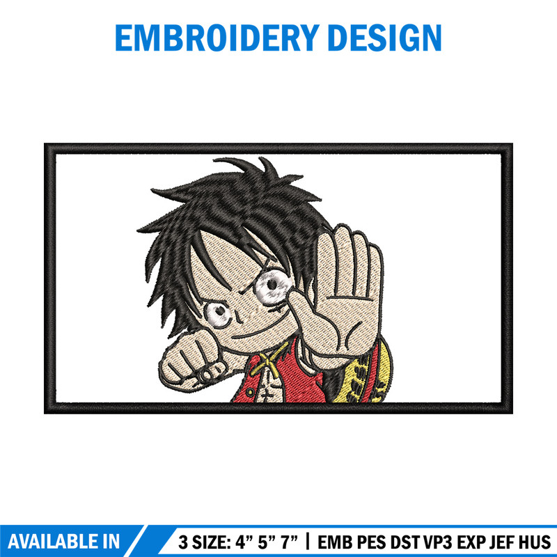 Luffy kid embroidery design, One piece embroidery, Anime design, Embroidery shirt, Embroidery file, Digital download.jpg