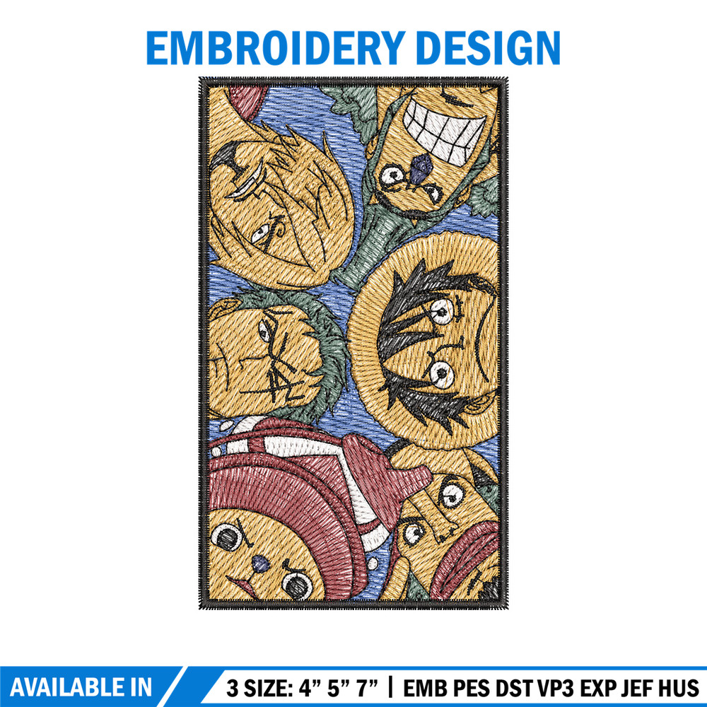 Luffy team embroidery design, One piece embroidery, Embroidery shirt, Embroidery file, Anime design, Digital download.jpg