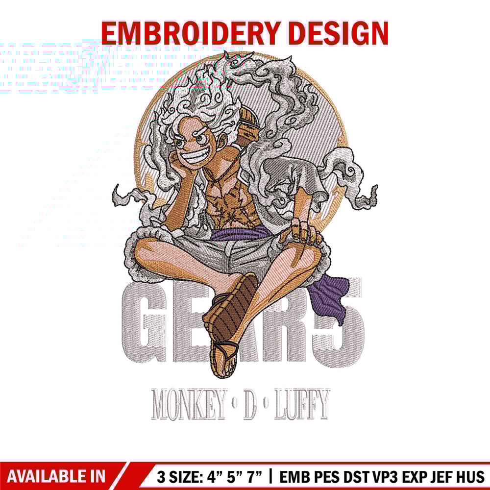 Luffy sitting embroidery design, One piece embroidery, Anime design, Embroidery shirt, Embroidery file, Digital download.jpg