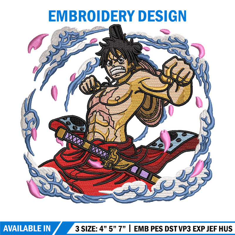 Luffy wano embroidery design, One piece embroidery, Anime design, Embroidery shirt, Embroidery file, Digital download.jpg