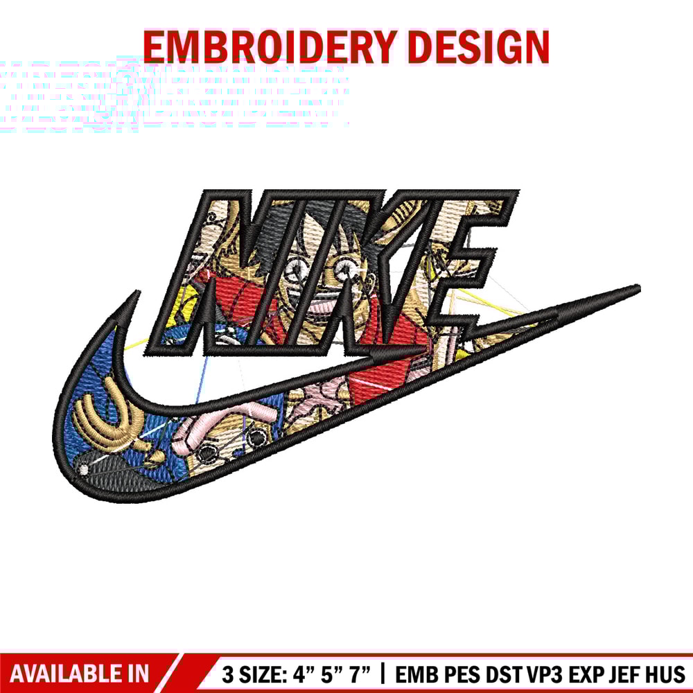 Luffy swoosh embroidery design, One piece embroidery, Anime design, Embroidery shirt, Embroidery file, Digital download.jpg