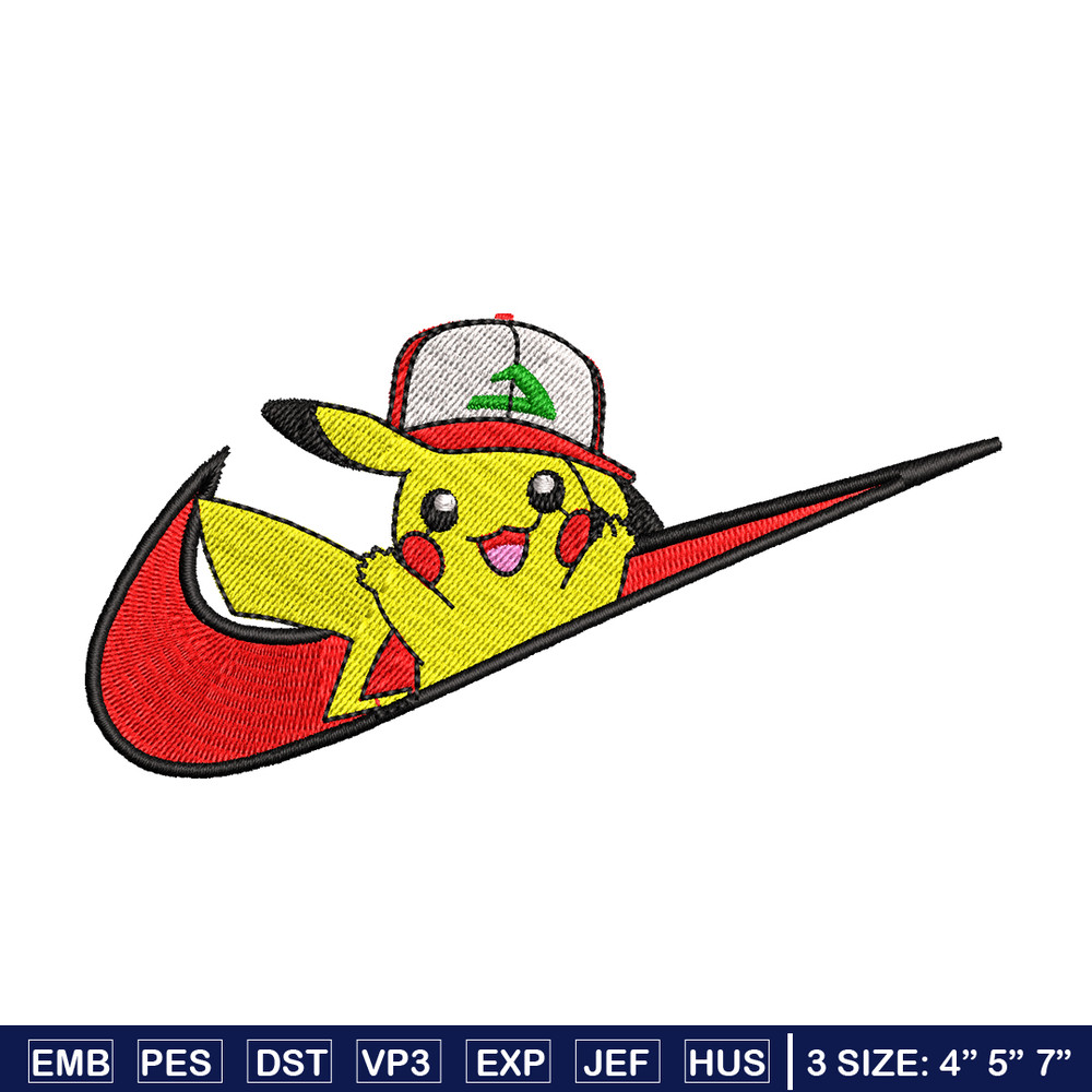 Pikachu Nike embroidery design, Pokemon embroidery, embroidery file, anime design, anime shirt, Digital download.jpg