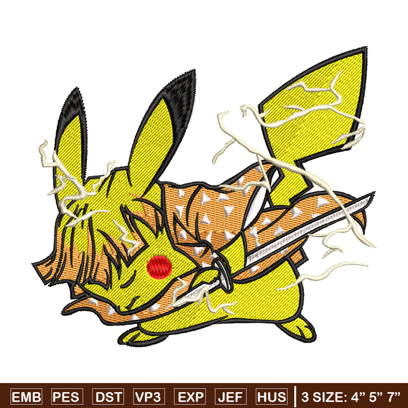 Pikachu Zenitsu embroidery design, Pokemon embroidery, embroidery file, anime design, anime shirt, Digital download.jpg
